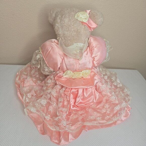 Vintage 80s Rosenbear Teddy Bear Pink Dress Articulated Large Artist Signed TLC - Picture 14 of 14
